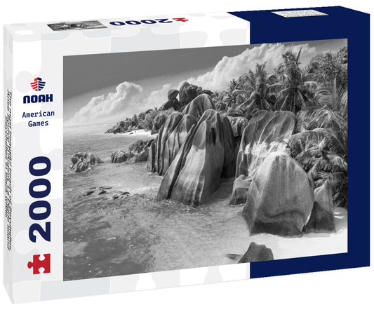 Noah Jigsaw Puzzle The most beautiful beach of Seychelles. Anse Source D'Argent, La Digue Island, Seychelles in black white 2000 pieces