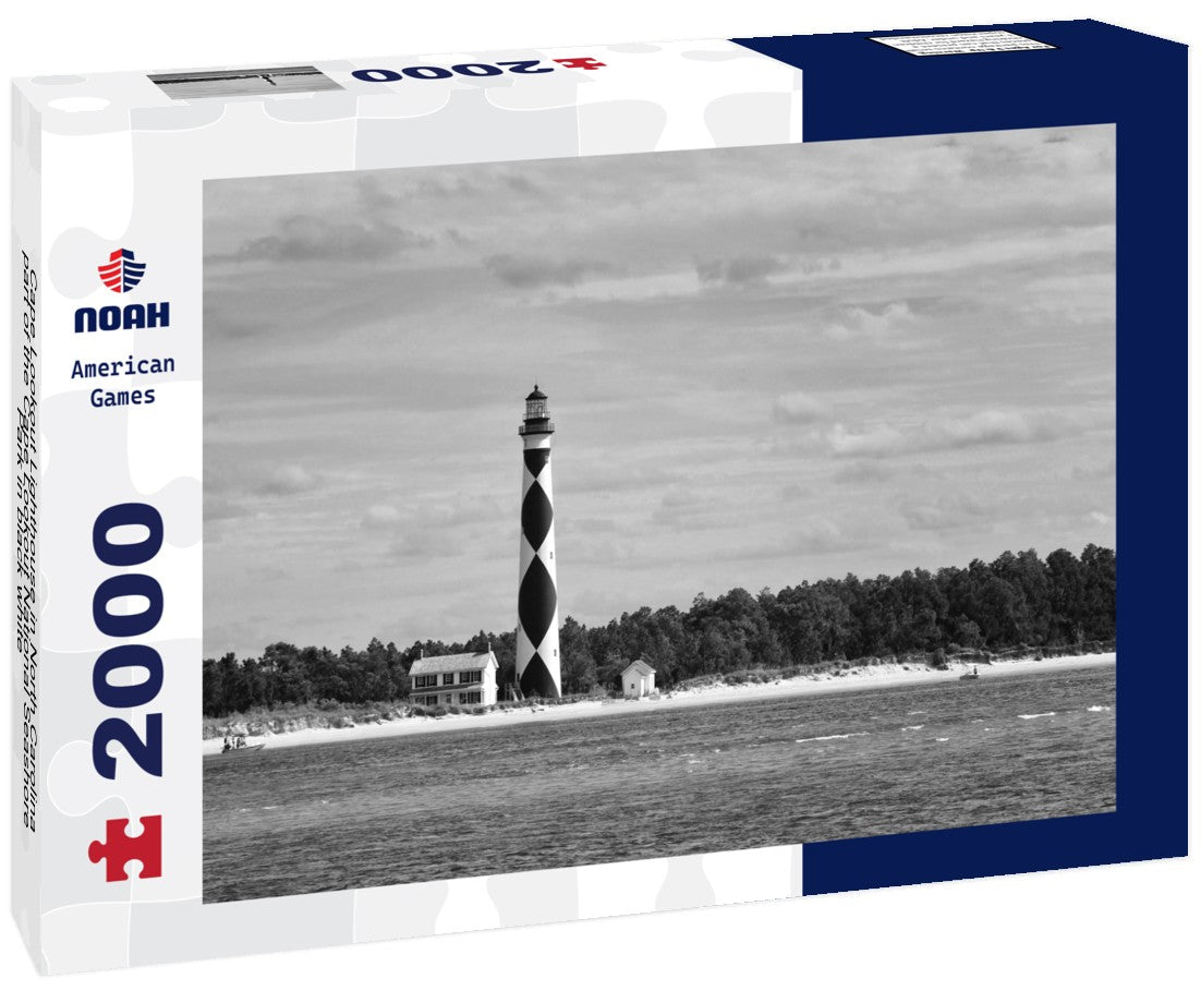 Noah Jigsaw Puzzle Cape Lookout Lighthouse in North Carolina, part of the Cape Lookout National Seashore Park in black white 2000 pieces