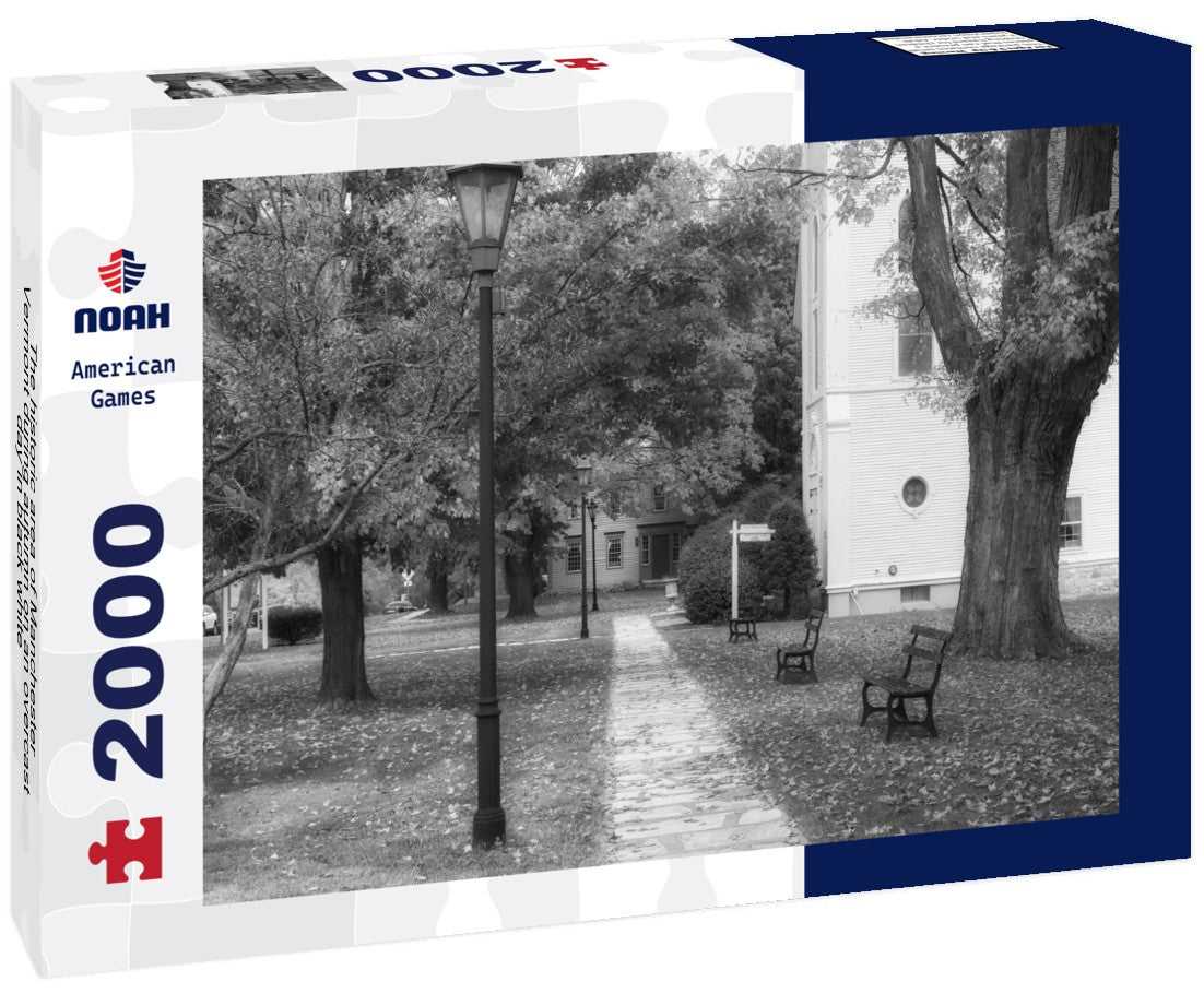 Noah Jigsaw Puzzle The historic area of Manchester Vermont during autumn on an overcast day in black white 2000 pieces