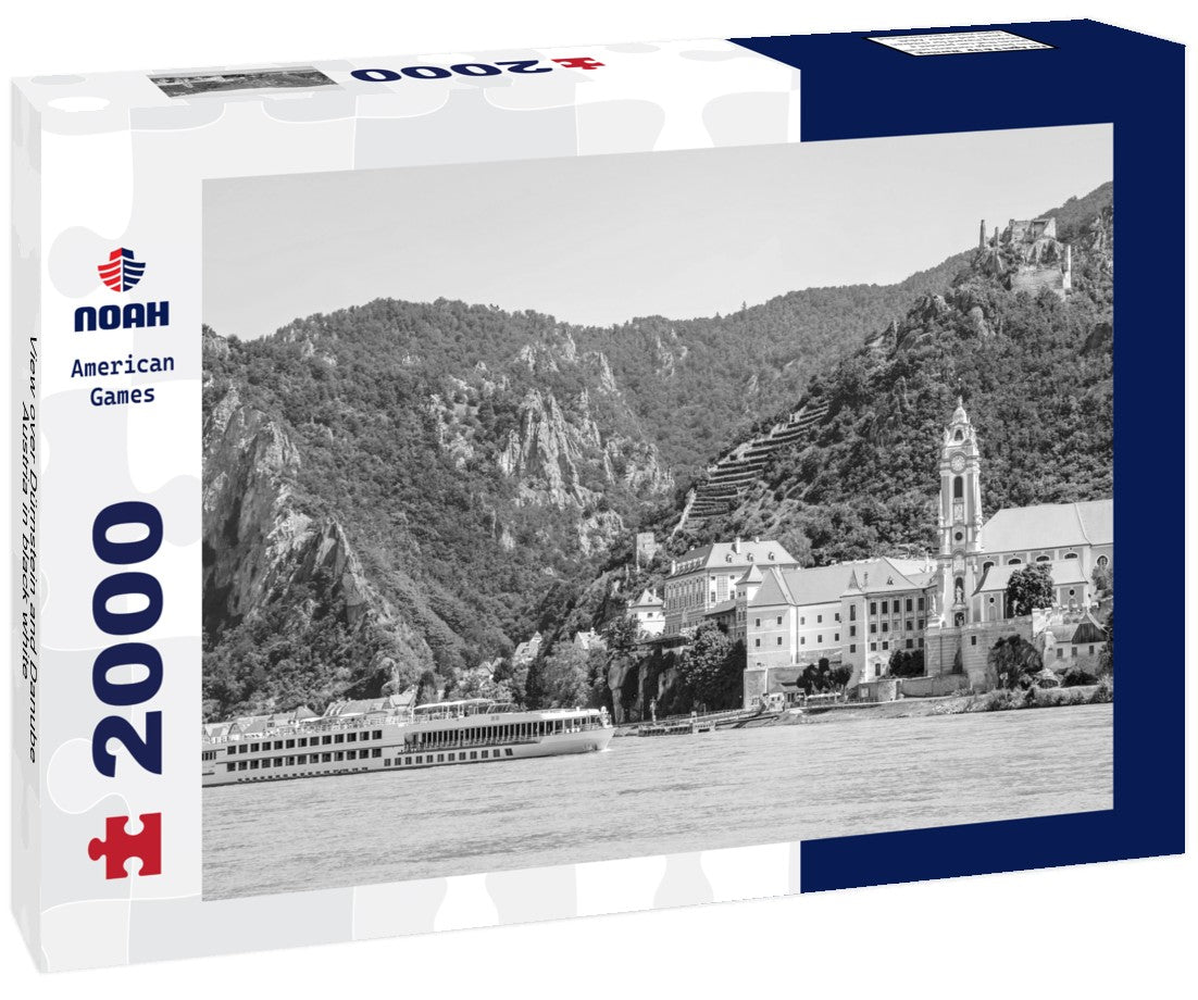 Noah Jigsaw Puzzle View over Dürnstein and Danube, Austria in black white 2000 pieces