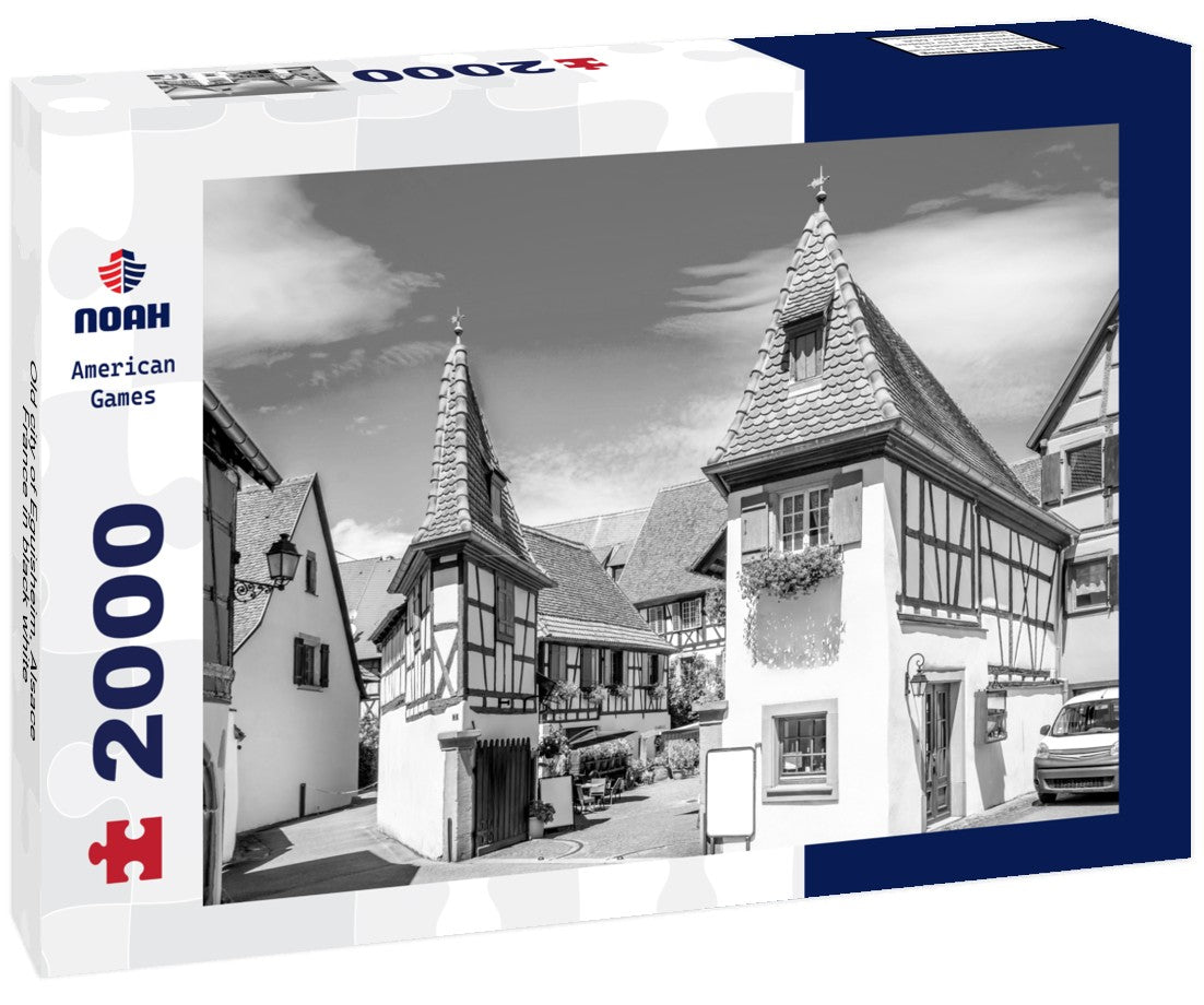 Noah Jigsaw Puzzle Old city of Eguisheim, Alsace, France in black white 2000 pieces