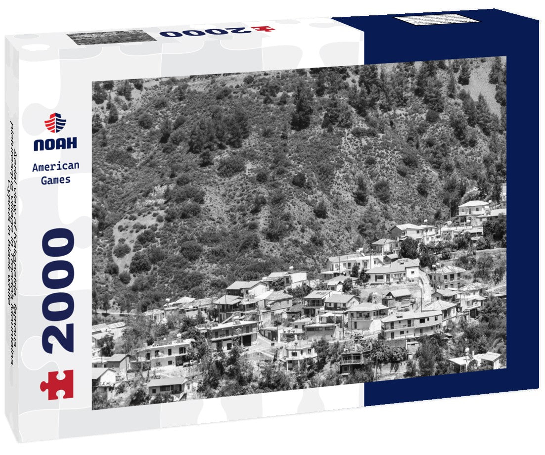 Noah Jigsaw Puzzle Aerial view of Kakopetria, famous picturesque village in Troodos Mountains. Cyprus in black white 2000 pieces