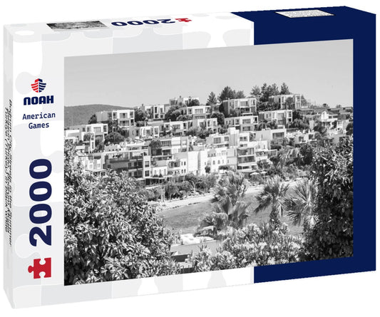 Noah Jigsaw Puzzle Bodrum City Streets in the Summer Season Photo, Bodrum Mugla, Turkiye (Turkey) in black white 2000 pieces