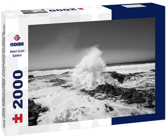 Noah Jigsaw Puzzle Water Explodes From Thor's Well on Oregon Coast With Pacific Ocean In Background, Cape Perpetua Senic Area, Siuslaw National Forest, Oregon in black white 2000 pieces