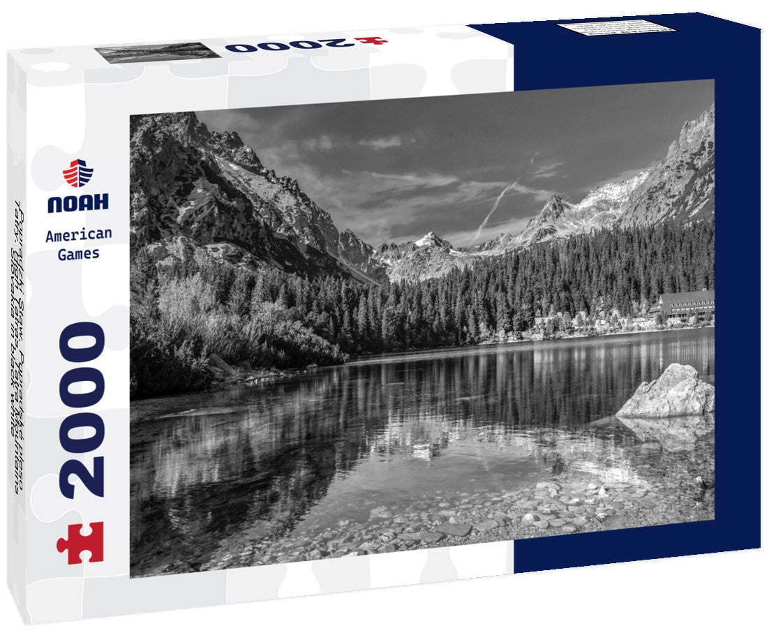 Noah Jigsaw Puzzle Popradzki Staw, Popradské pleso Tatry, High Tatras, Tatra Mountains, Slovakia in black white 2000 pieces