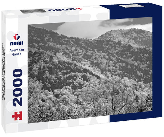 Noah Jigsaw Puzzle Fall foliage adds splashes of color in Cades Cove, at Great Smoky Mountains National Park in Tennessee in black white 2000 pieces