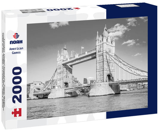 Noah Jigsaw Puzzle London, United Kingdom. Tower Bridge, suspension bridge crosses the River Thames close to the Tower of London in black white 2000 pieces