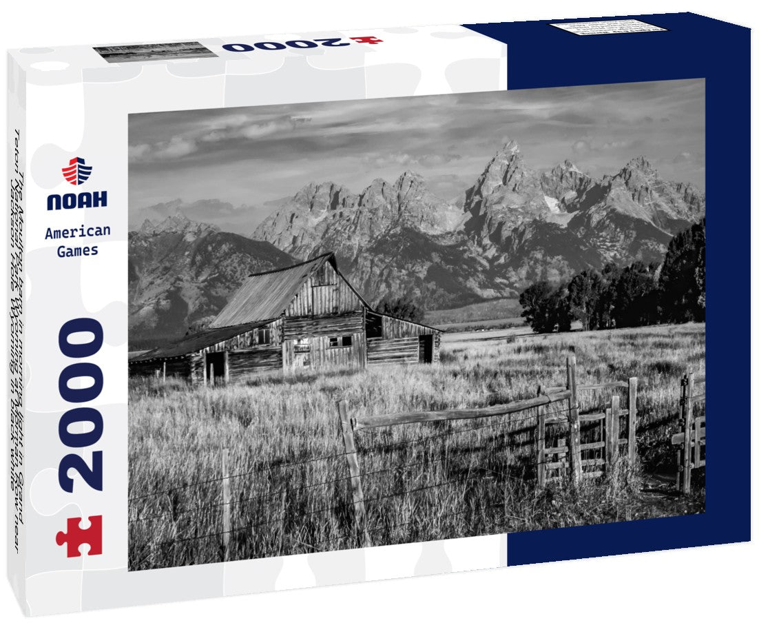 Noah Jigsaw Puzzle The Moulton barn in morning light in Grand Teton National Park Wyoming at Morman Row near Jackson Hole Wyoming in black white 2000 pieces