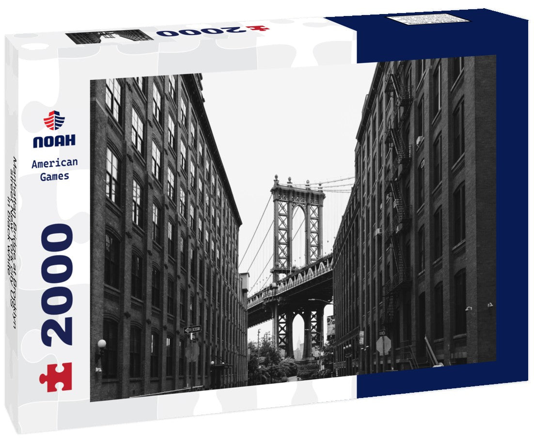 Noah Jigsaw Puzzle Manhattan Bridge at Brooklyn street New York city US in black white 2000 pieces