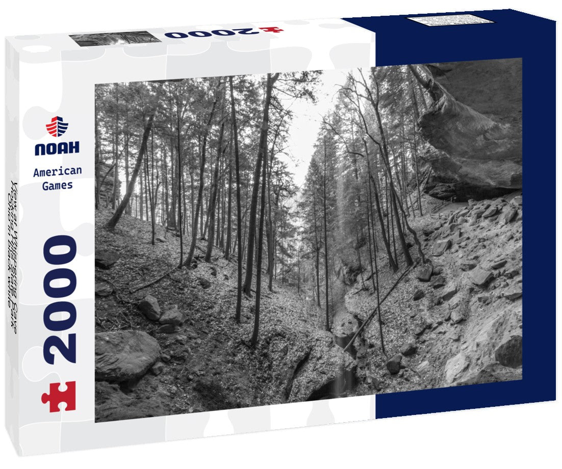 Noah Jigsaw Puzzle View at Whispering Cave, Hocking Hills State Park, Ohio in black white 2000 pieces