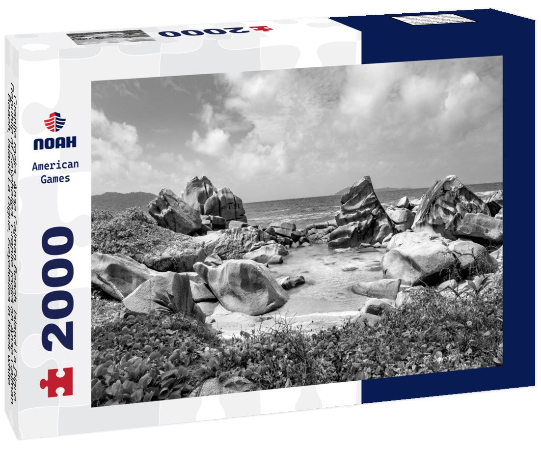 Noah Jigsaw Puzzle Granite rocks, Anse Caiman Beach, Island La Digue, Republic of Seychelles. Granite rocks on Anse Caiman Beach, Island La Digue, Seychelles in black white 2000 pieces