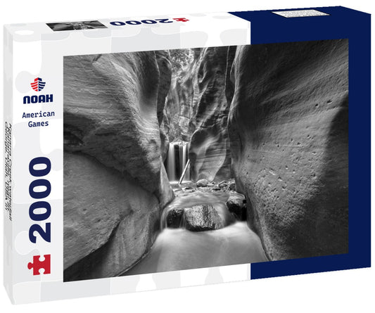 Noah Jigsaw Puzzle Kanarra Creek waterfall, Kanarraville, near St. George, Utah, USA in black white 2000 pieces
