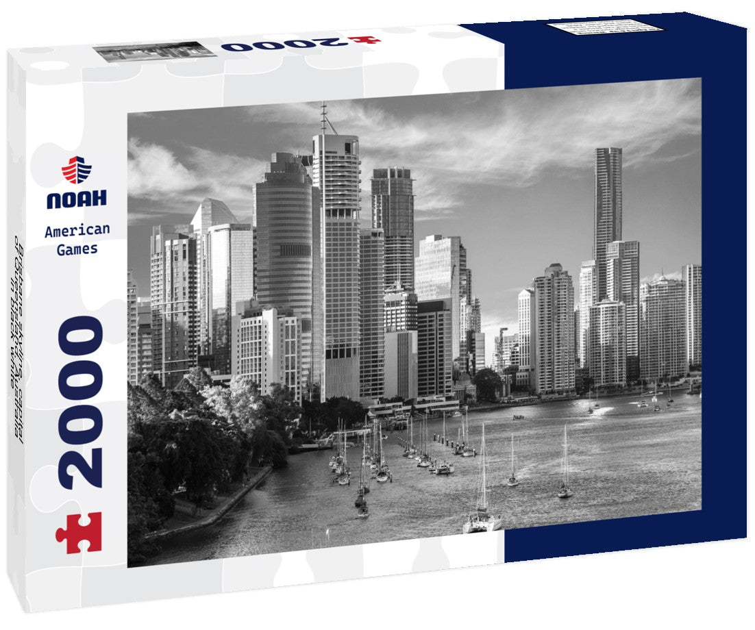 Noah Jigsaw Puzzle Brisbane skyline, capital of Queensland, Australia in black white 2000 pieces