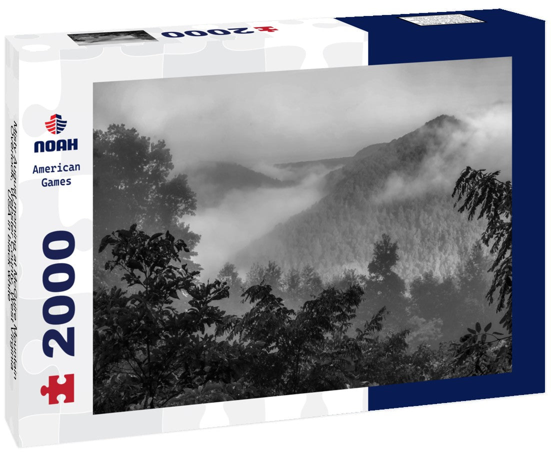 Noah Jigsaw Puzzle Misty August morning at McGuire Mountain Overlook, Webster County, West Virginia, USA in black white 2000 pieces