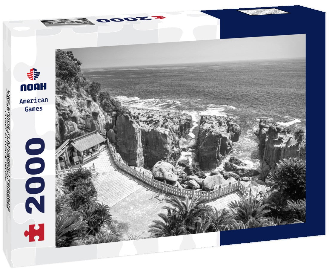 Noah Jigsaw Puzzle Udo Shrine in Miyazaki Prefecture, Japan along the beautiful cliffside coast in black white 2000 pieces