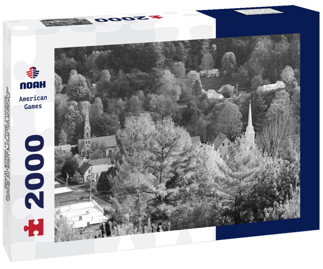 Noah Jigsaw Puzzle Panoramic aerial view of South Royalton town in Vermont during autumn time in black white 2000 pieces
