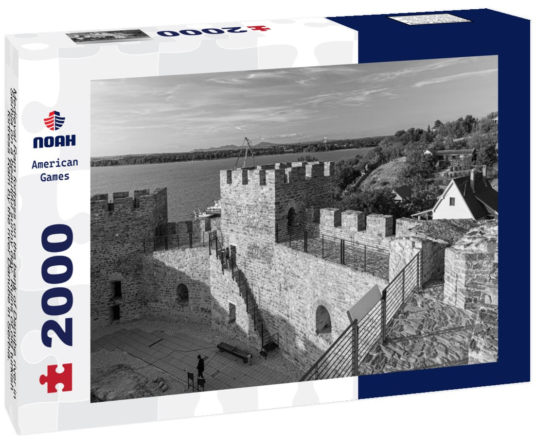 Medieval Ram fortress on the bank of Danube river in Serbia on a beautiful sunny day. Ruins of old turkish fortress Ram by the river Danube in Serbia. View at Ram Fortress on Danube river in Serbia 2000pc PuzzleBlack and White