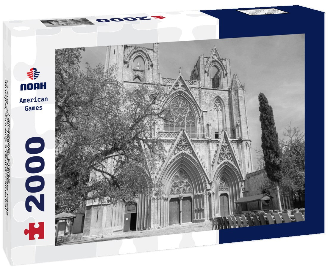 Noah Jigsaw Puzzle Famagusta, Cyprus - 12 Aug 2024: The Lala Mustafa Pasha Mosque, formerly a Gothic cathedral, showcases Cyprus's rich cultural history in black white 2000 pieces