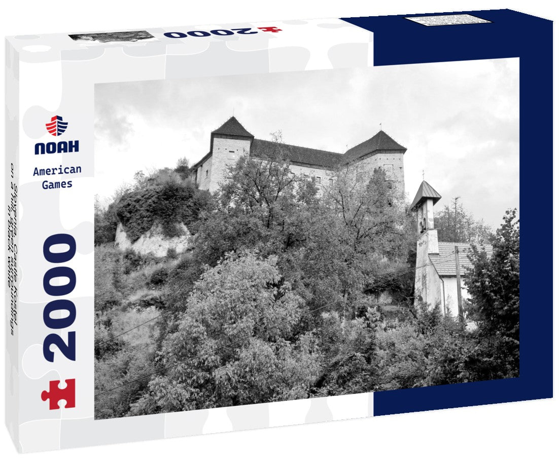 Noah Jigsaw Puzzle Slovenia, Castle Kostel on a hill, green surroundings in black white 2000 pieces