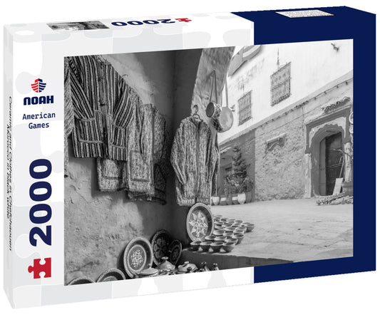 Noah Jigsaw Puzzle Ceramic and Clothes in Chefchaouen, Morocco in black white 2000 pieces