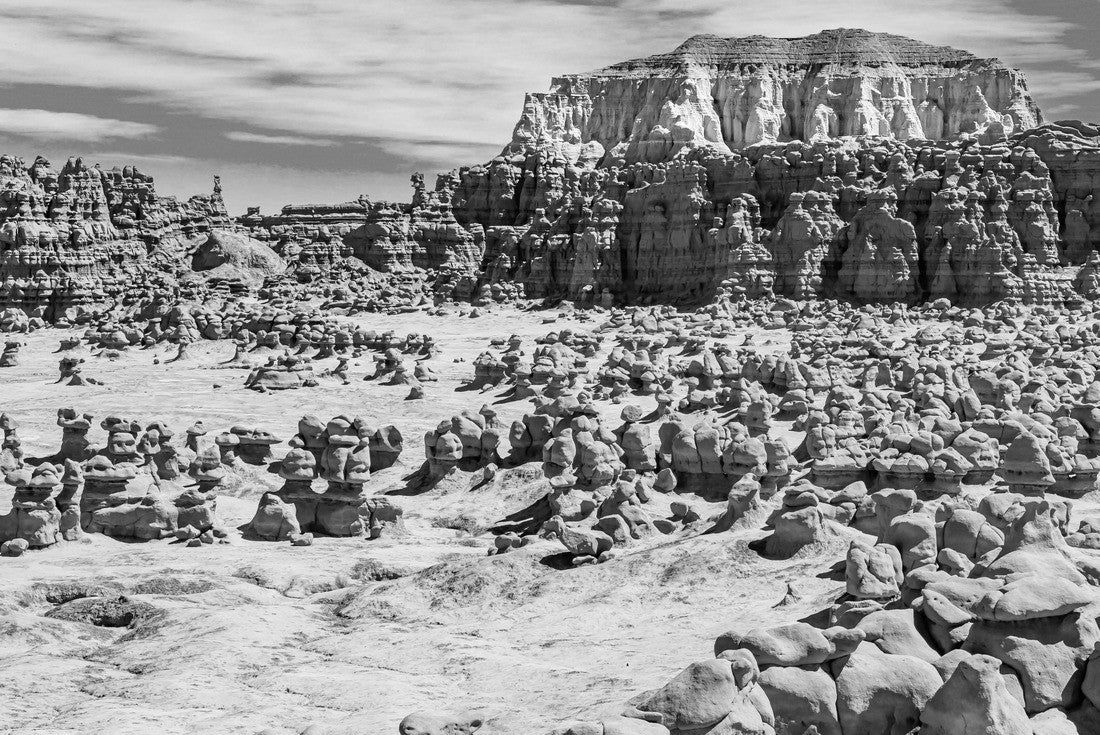Soft red-brown sandstone and the prairie wind have created thousands of mushroom-shaped hoodoos. Picturesque park in Utah. Goblin Valley in the USA 2000pc PuzzleBlack and White