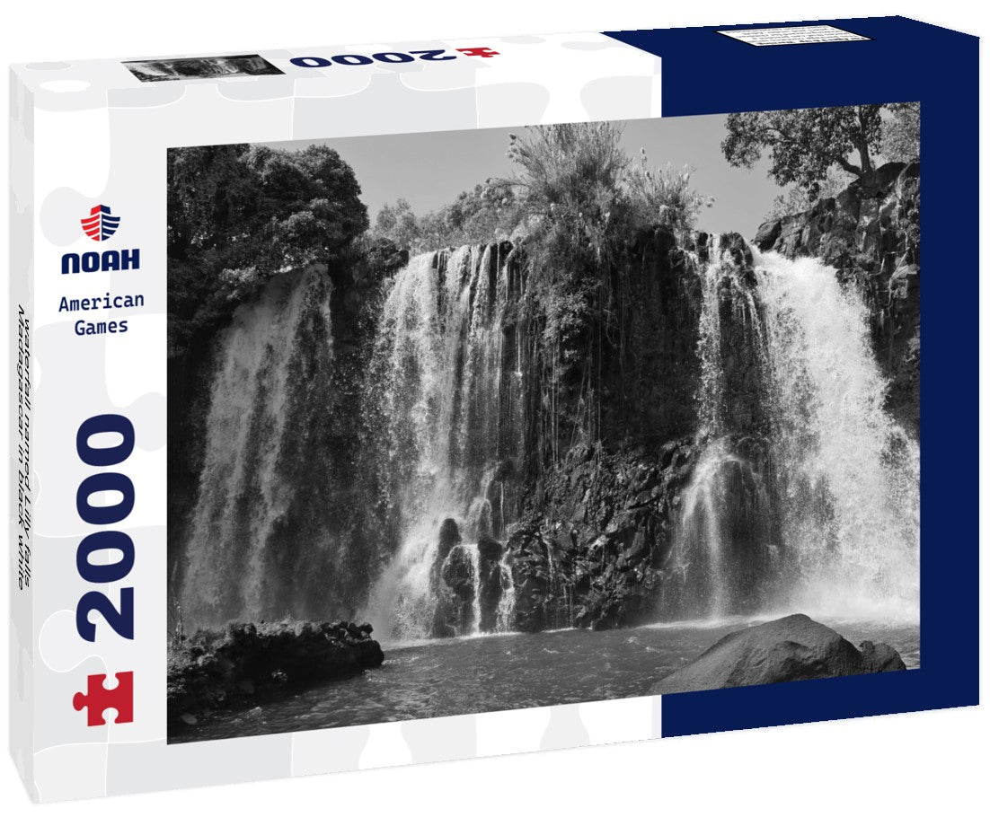 Noah Jigsaw Puzzle waterfall named Lilly falls, Madagascar in black white 2000 pieces
