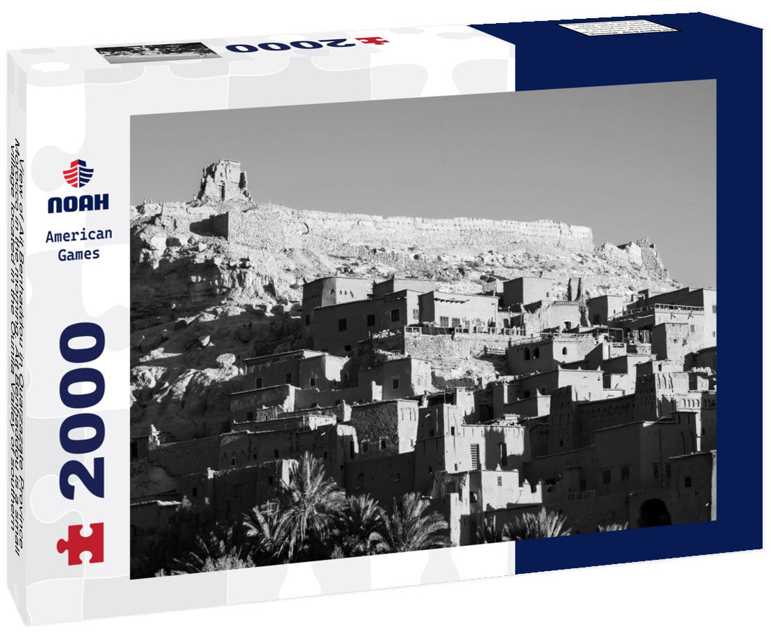 Noah Jigsaw Puzzle View of Ait Benhaddou in Ouarzazate Province, Morocco in the morning. Ait Benhaddou is a small village located in the Ounila Valley of southern Morocco, a UNESCO World Heritage Site in black white 2000 pieces