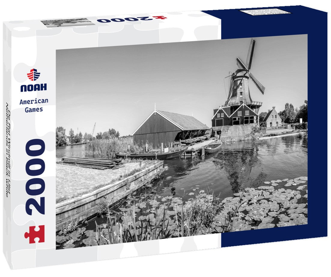 Noah Jigsaw Puzzle De Rat Windmill in IJlst, Netherlands in black white 2000 pieces