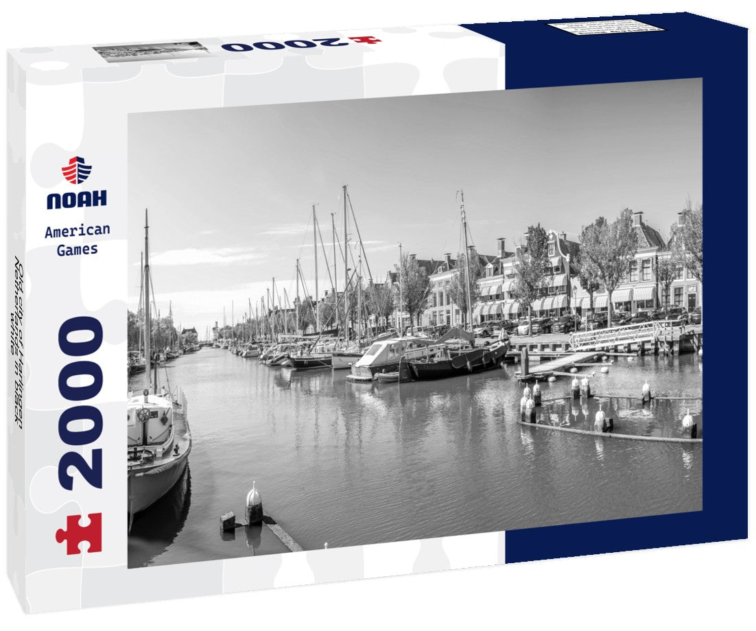 Noah Jigsaw Puzzle Old city of Harlingen, Netherlands in black white 2000 pieces