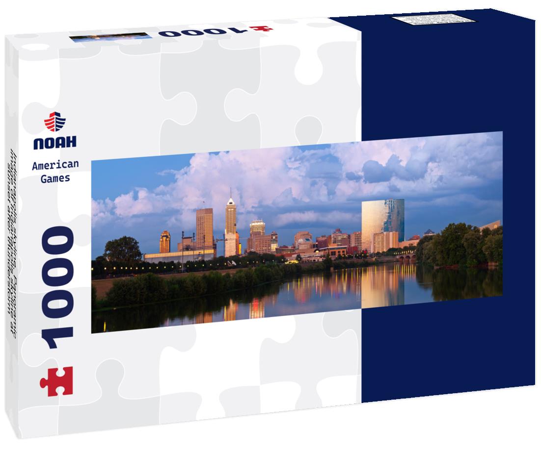 Noah Jigsaw Puzzle Indianapolis skyline. Panoramic image of Indianapolis skyline at sunset after thunderstorm panorama 1000 pieces