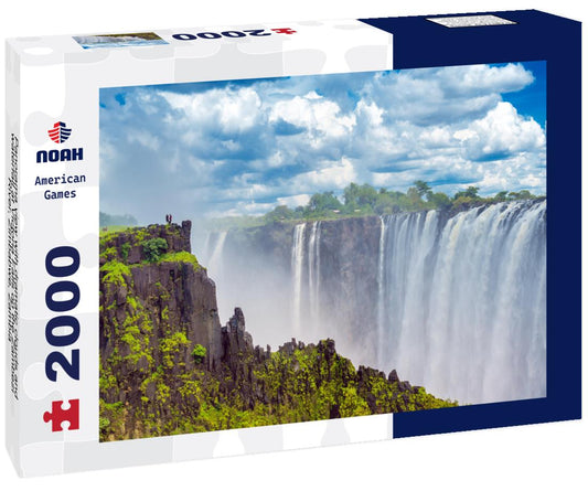 Noah Jigsaw Puzzle Panorama view with dramatic clouds and waterfall at Victoria Falls on the Zambezi River, Zimbabwe, Zambia 2000 pieces