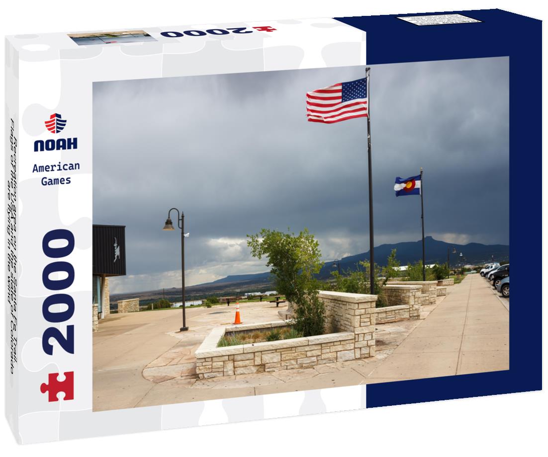 Noah Jigsaw Puzzle Recreation area on the Santa Fe Trail. Flags of the USA and the state of Colorado are flying in the wind 2000 pieces