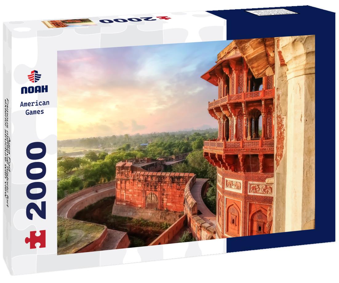 Noah Jigsaw Puzzle Agra Fort - Famous medieval historic fort exterior structure with view of Agra city landscape at sunrise 2000 pieces