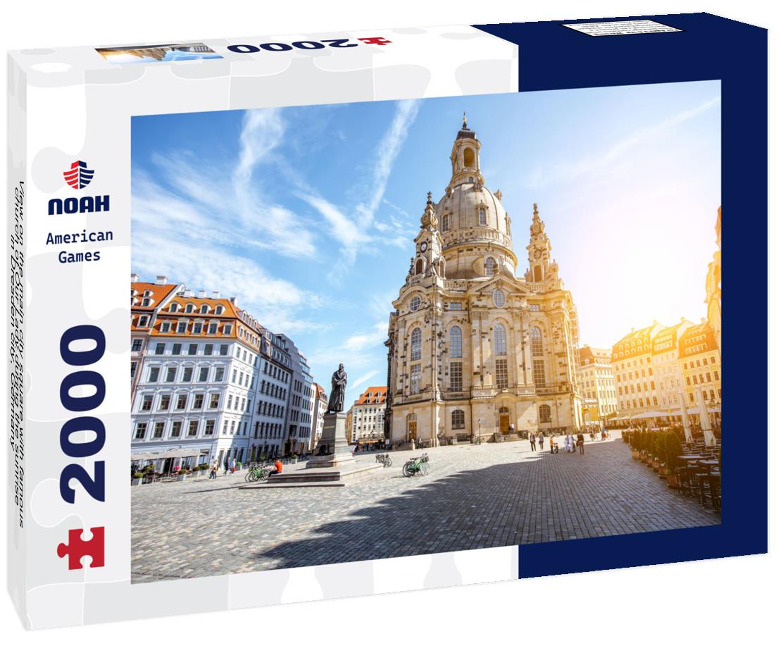 Noah Jigsaw Puzzle View on the main city square with famous church of Our Lady during the sunrise in Dresden city, Germany 2000 pieces