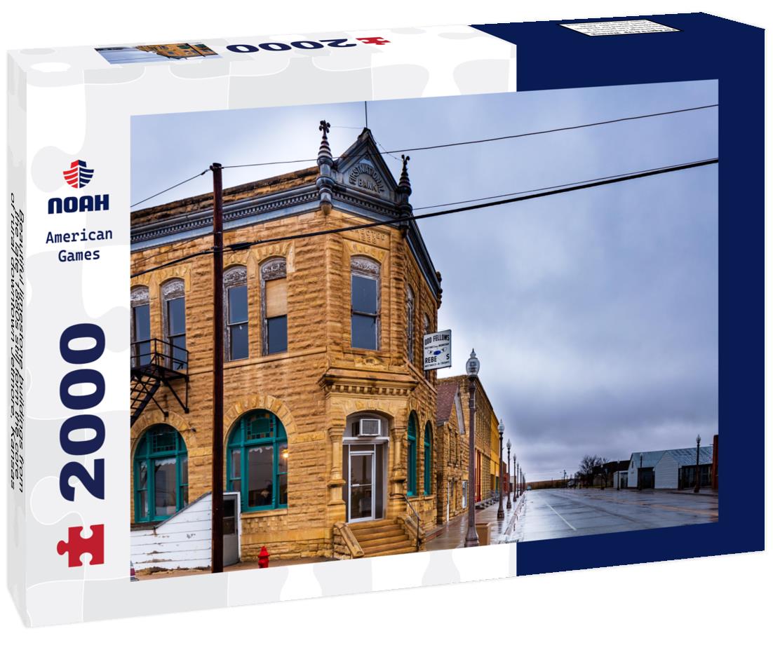 Noah Jigsaw Puzzle Beautiful limestone buildings from the late 1880s still form the core of rural downtown Jetmore, Kansas 2000 pieces