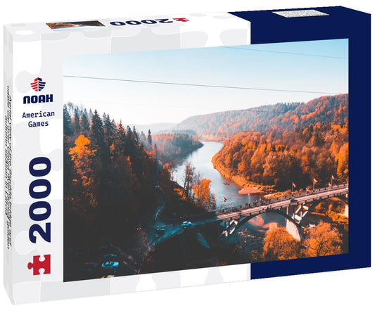 Noah Jigsaw Puzzle Aerial view of the Sigulda bridge and cable car over Gauja river during golden autumn season in Latvia 2000 pieces