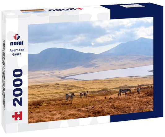 Noah Jigsaw Puzzle Game drive with Safari car in Serengeti National Park in beautiful landscape scenery, Tanzania, Africa 2000 pieces