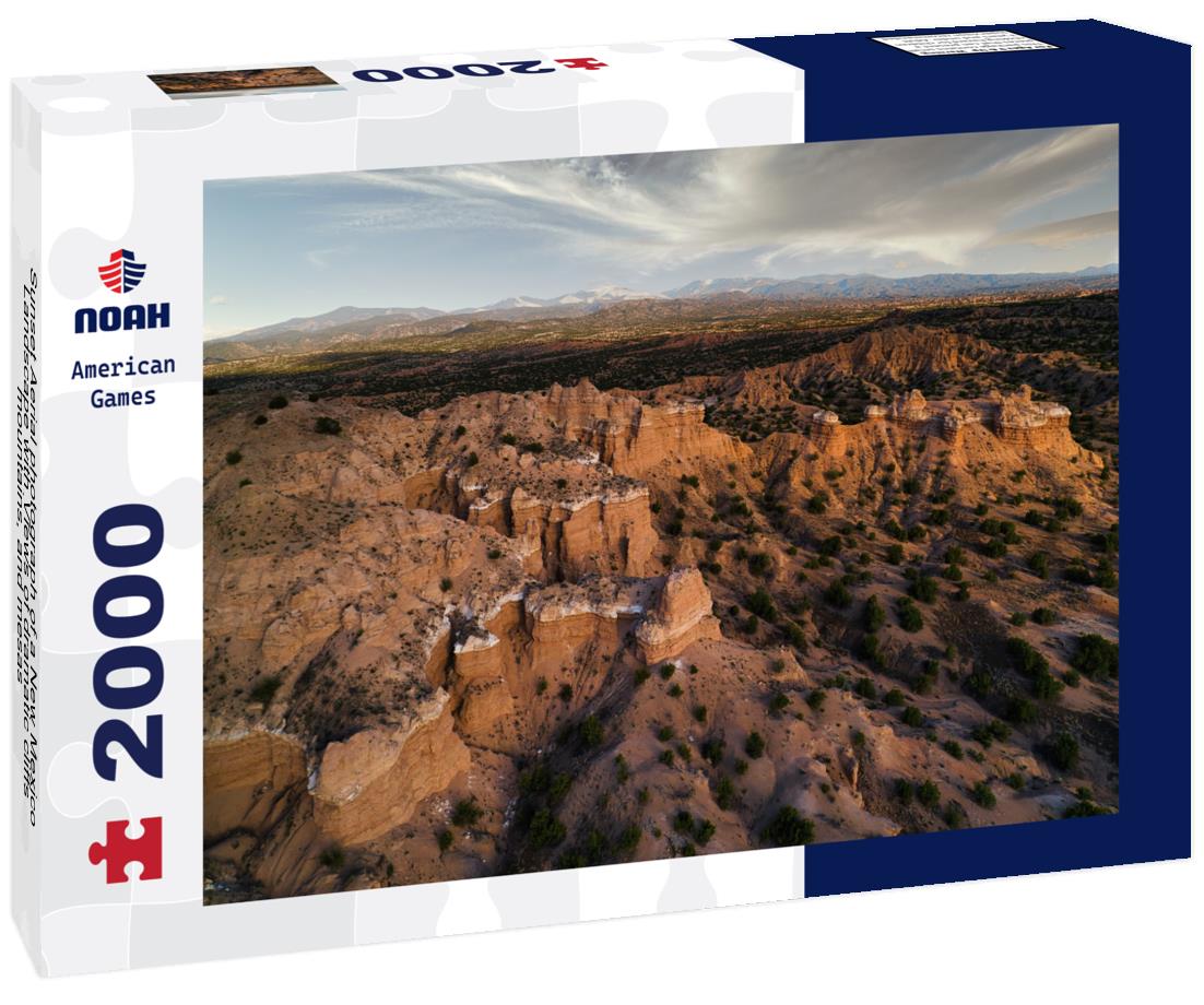 Noah Jigsaw Puzzle Sunset Aerial photograph of a New Mexico Landscape with Views of dramatic cliffs, mountains, and mesas 2000 pieces