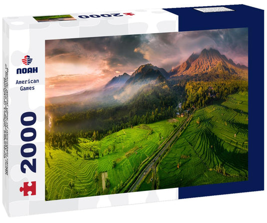 Noah Jigsaw Puzzle Beauty aerial view of mountain range in Sumatera with amazing sky in north Bengkulu Village, Indonesia 2000 pieces