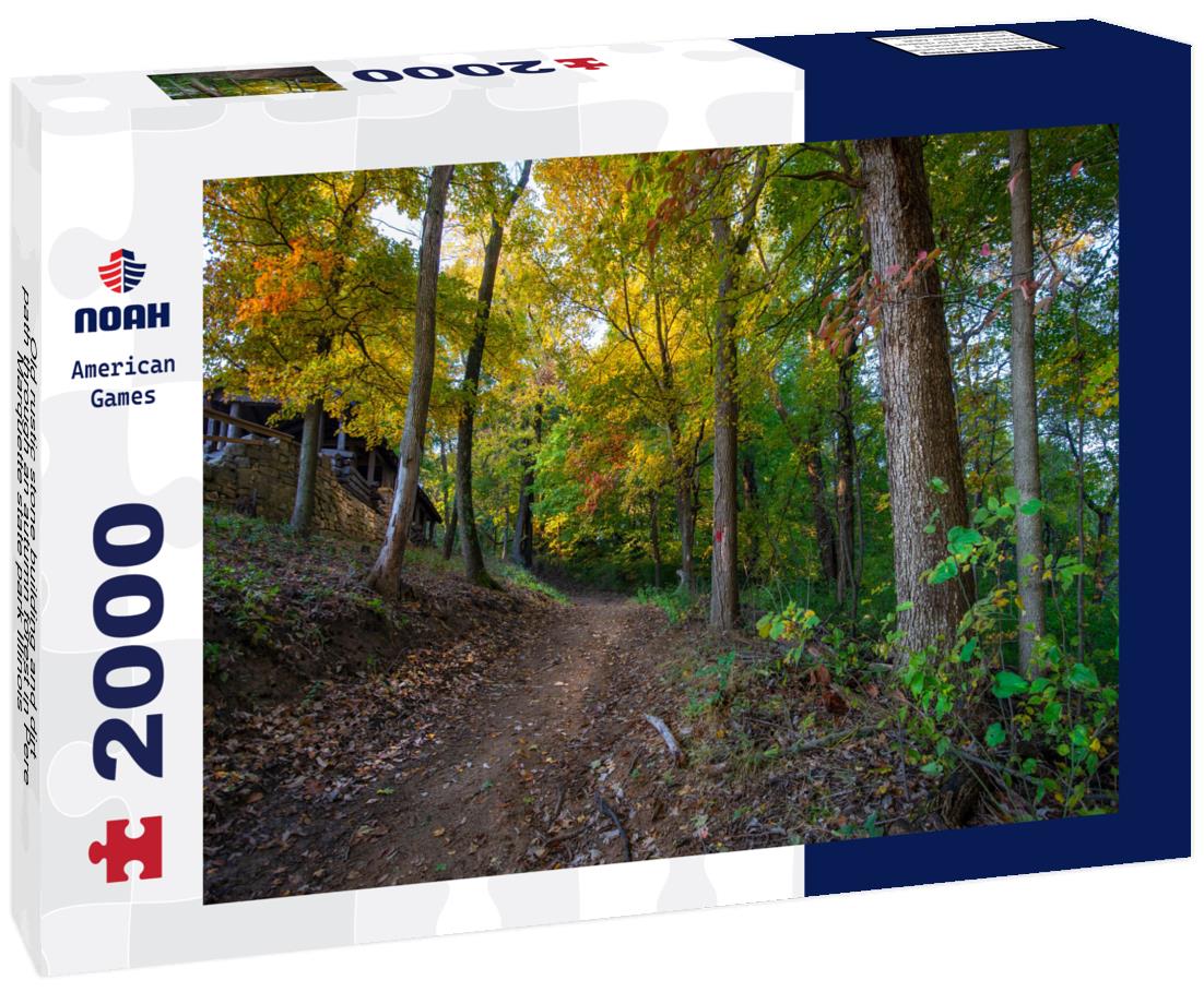 Noah Jigsaw Puzzle Old rustic stone building and dirt path through an autumn forest in Pere Marquette state park Illinois 2000 pieces
