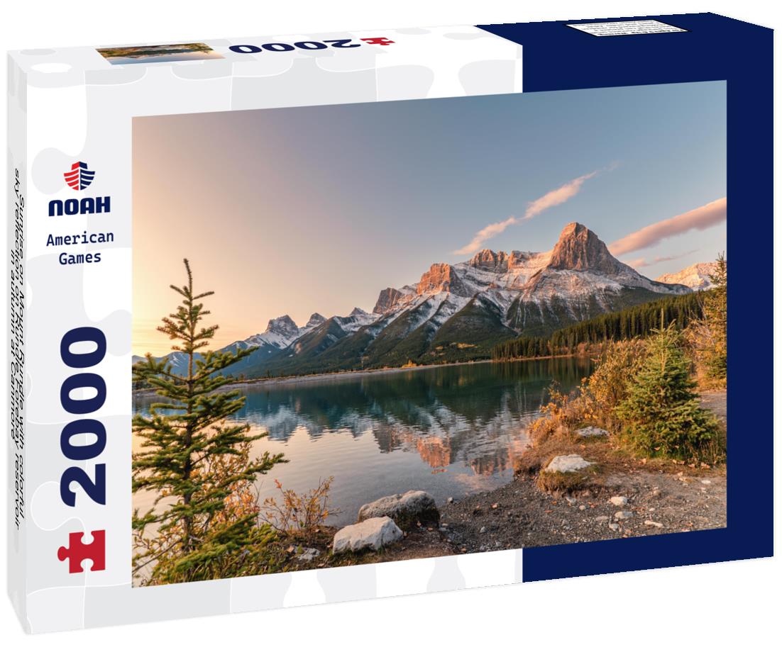 Noah Jigsaw Puzzle Sunrise on Mount Rundle with colorful sky reflection on Rundle Forebay reservoir in autumn at Canmore 2000 pieces