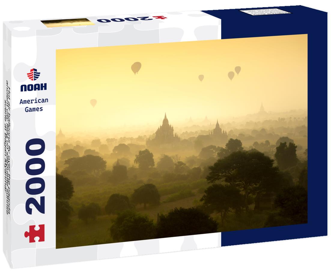 Noah Jigsaw Puzzle Hot air balloons fly over the pagoda ancient city field on silhouette sunrise scene at Bagan Myanmar 2000 pieces