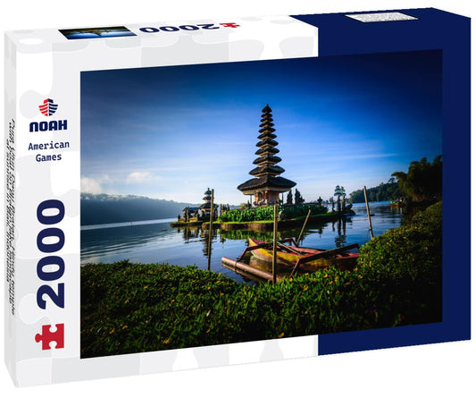 Noah Jigsaw Puzzle Pura Ulun Danu Bratan, Hindu temple with boat on Bratan lake landscape at sunrise in Bali, Indonesia 2000 pieces