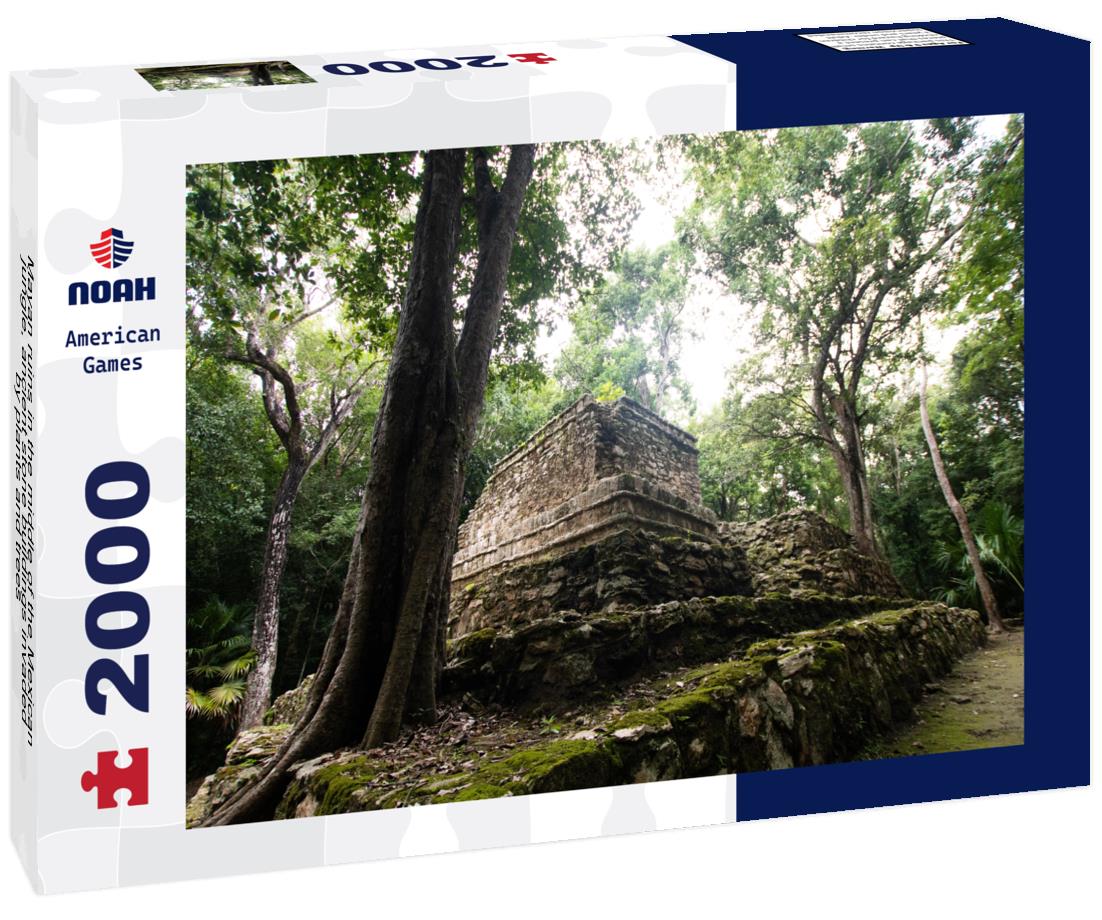 Noah Jigsaw Puzzle Mayan ruins in the middle of the Mexican jungle, ancient stone buildings invaded by plants and trees 2000 pieces