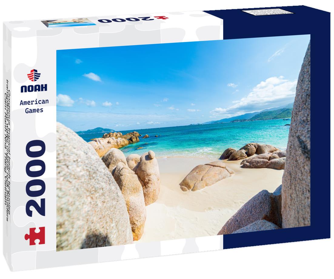 Noah Jigsaw Puzzle Gorgeous tropical beach turquoise transparent water unique rock boulders, Cam Ranh Nha Trang Vietnam 2000 pieces