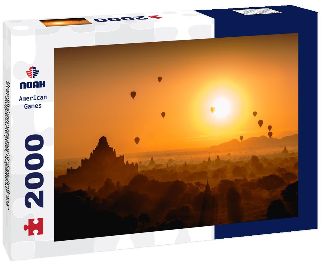 Noah Jigsaw Puzzle Beautiful sunrise and hot air balloons over ancient pagoda in Bagan is old kingdom in past, Myanmar 2000 pieces