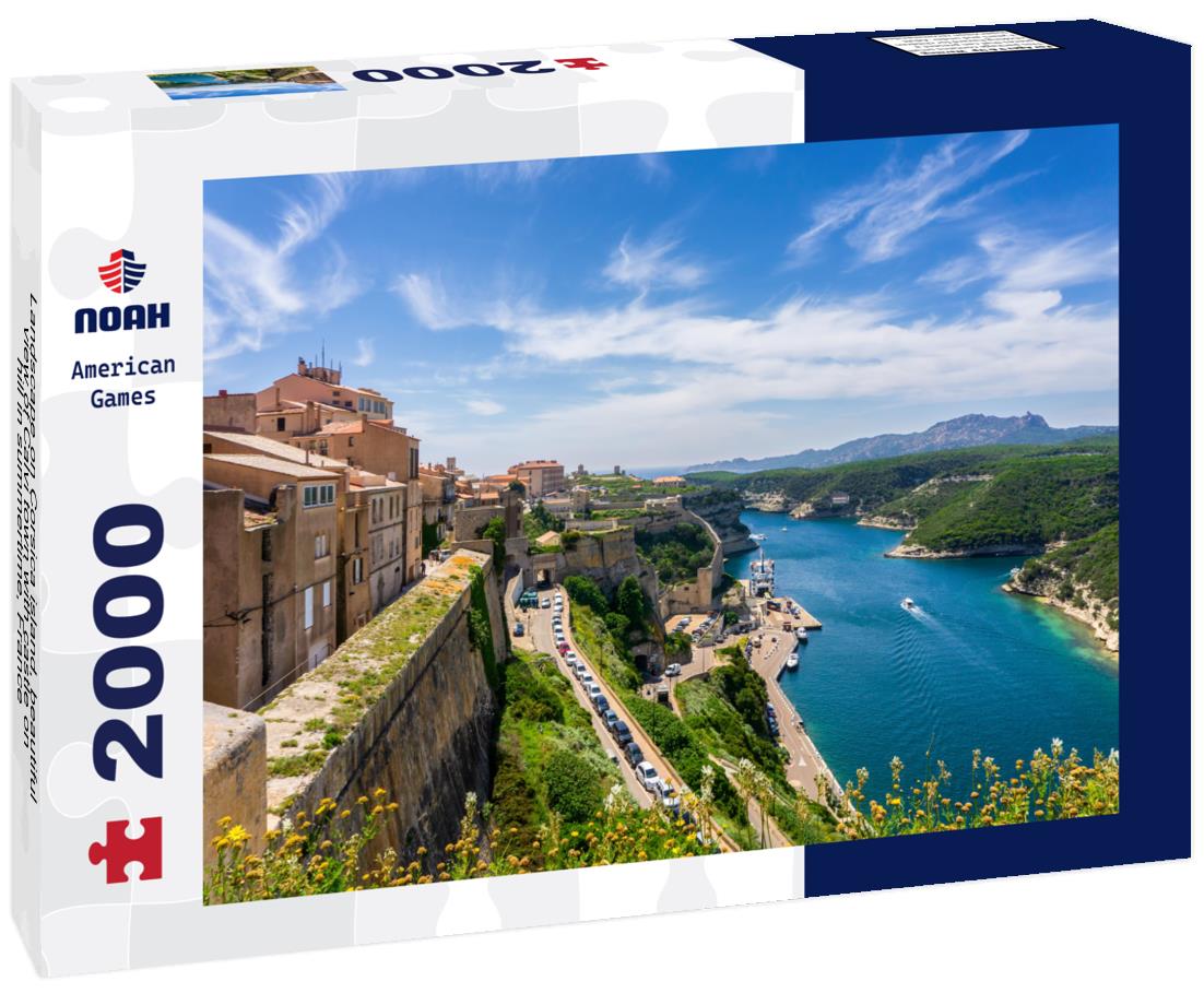 Noah Jigsaw Puzzle Landscape on Corsica island, beautiful view of Calvi town with castle on hill in summertime, France 2000 pieces