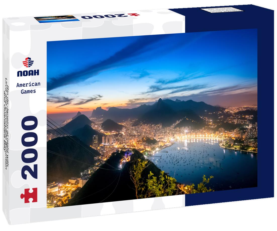 Noah Jigsaw Puzzle Rio de Janeiro at night with Urca and Corcovado mountain and Guanabara Bay - Rio de Janeiro, Brazil 2000 pieces