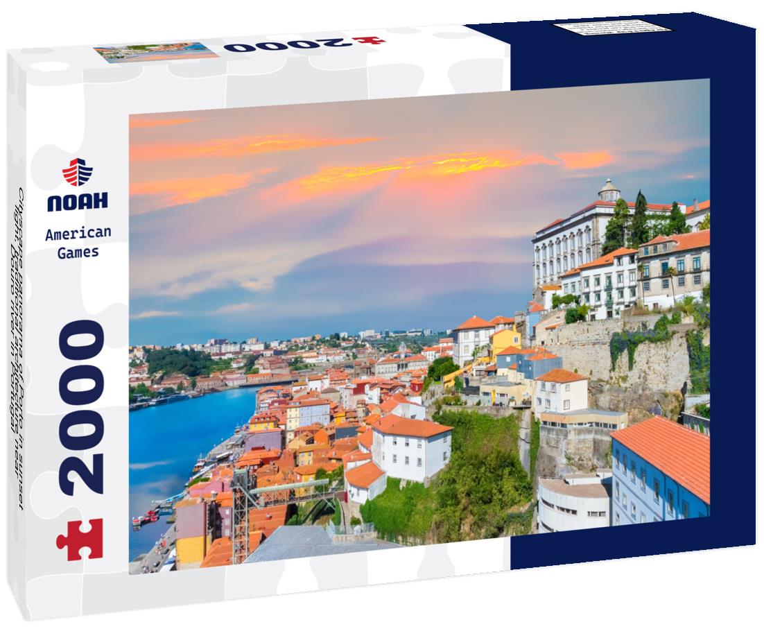 Noah Jigsaw Puzzle Cityscape panorama of Porto in sunset light, traditional architecture near Douro river in Portugal 2000 pieces