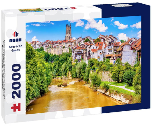 Noah Jigsaw Puzzle View over the Saane river to the old town of Fribourg in the Üechtland with cathedral, Switzerland 2000 pieces